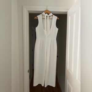 Club Monaco Palazzo Crop Jumpsuit with Open Tie Back